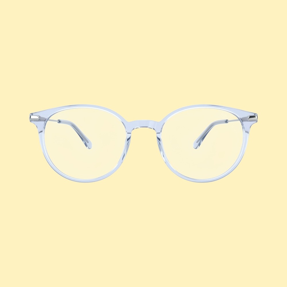 Dicaprio Crystal Blue Round Eyeglass Frames Clear Light Blue Silver 49-18-140